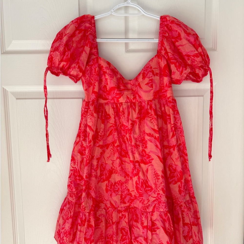 Floral Red and Pink Dress